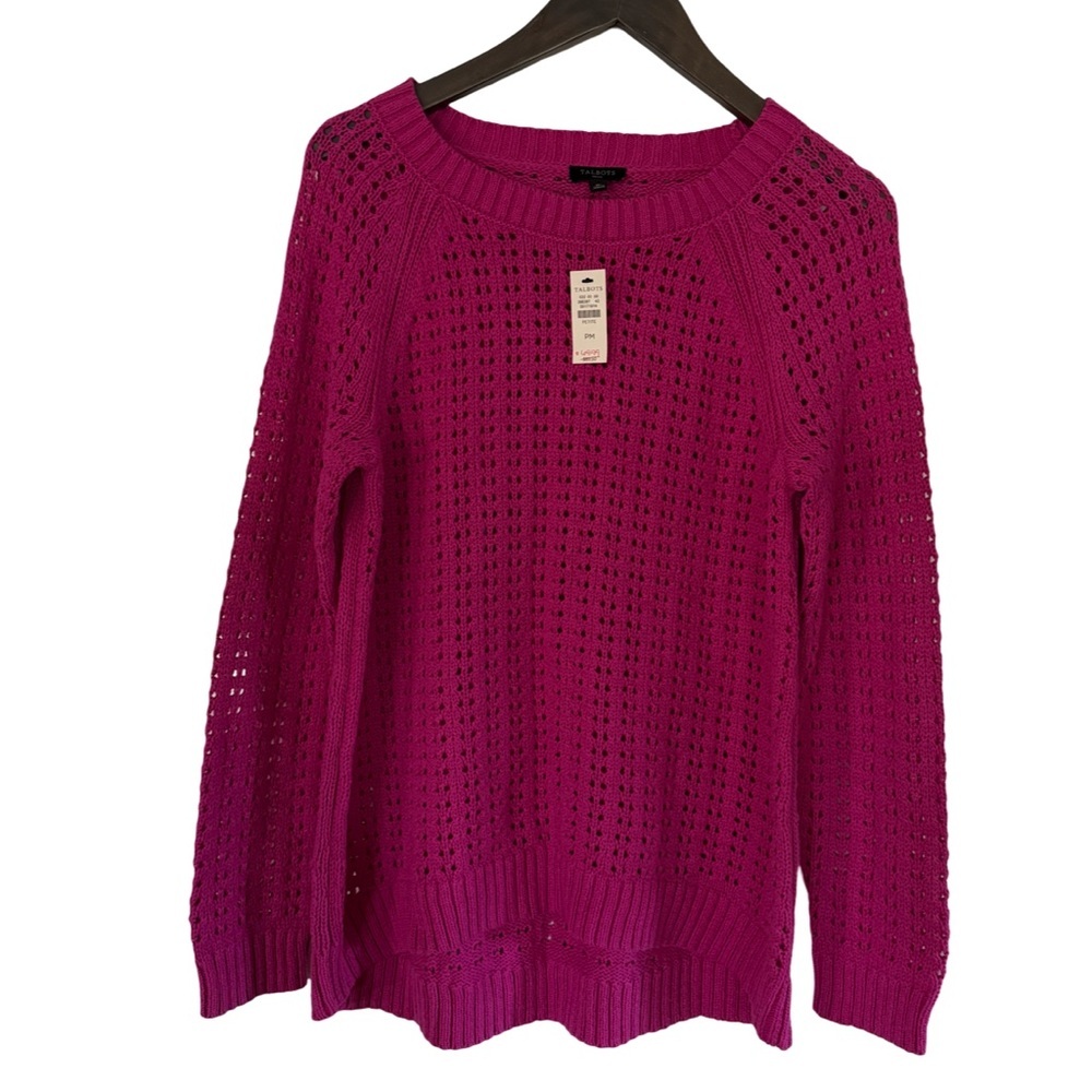 Talbots Petite Open-Knit Sweater‎ | Bright Pink | NWT | PM